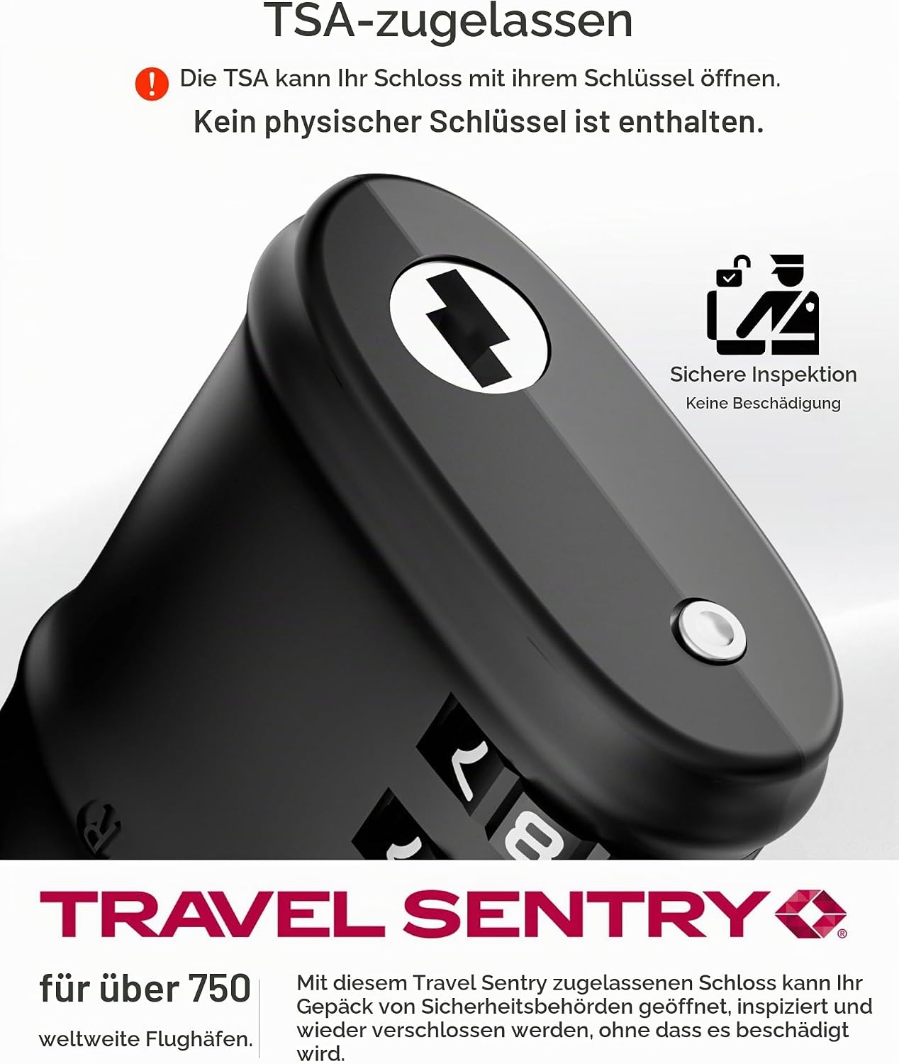 Thumbnail 5 de LUGGEX TSA Kofferschloss – Koffer- und Rucksack-Zahlenschloss mit Drahtseil, 4er Set