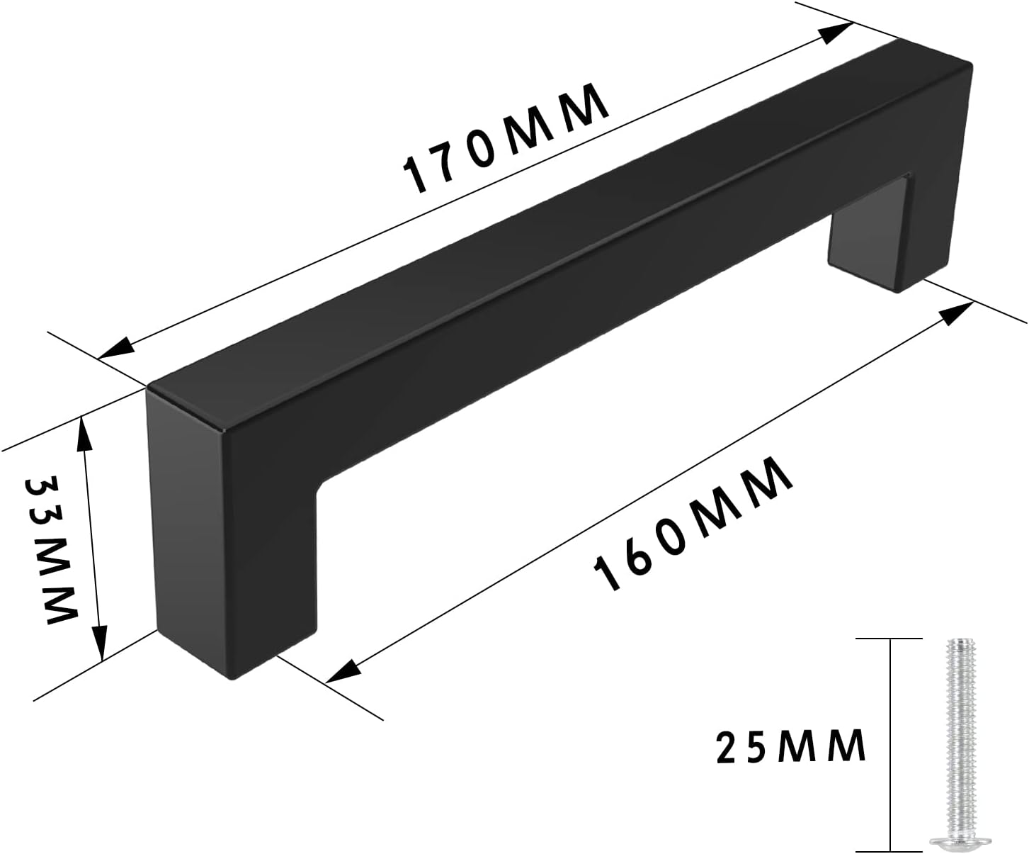 Thumbnail 1 de Baoweihua Türgriffe Küche Schwarz – 12 Stück, Lochabstand 160 mm, Gesamtlänge 170 mm