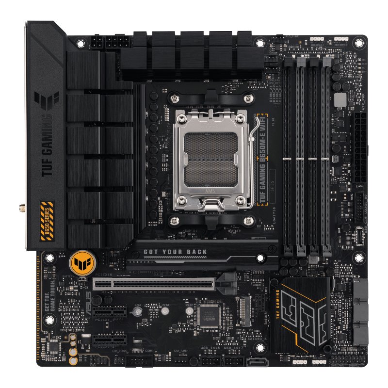 Detalle 2 de ASUS TUF Gaming B650M-E WiFi: placa base Micro-ATX para AMD Ryzen 7000 (AM5) y DDR5