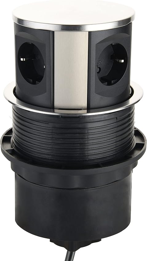 Detalle de Electraline 62571 Enchufe emergente 3 Schuko, 2 USB