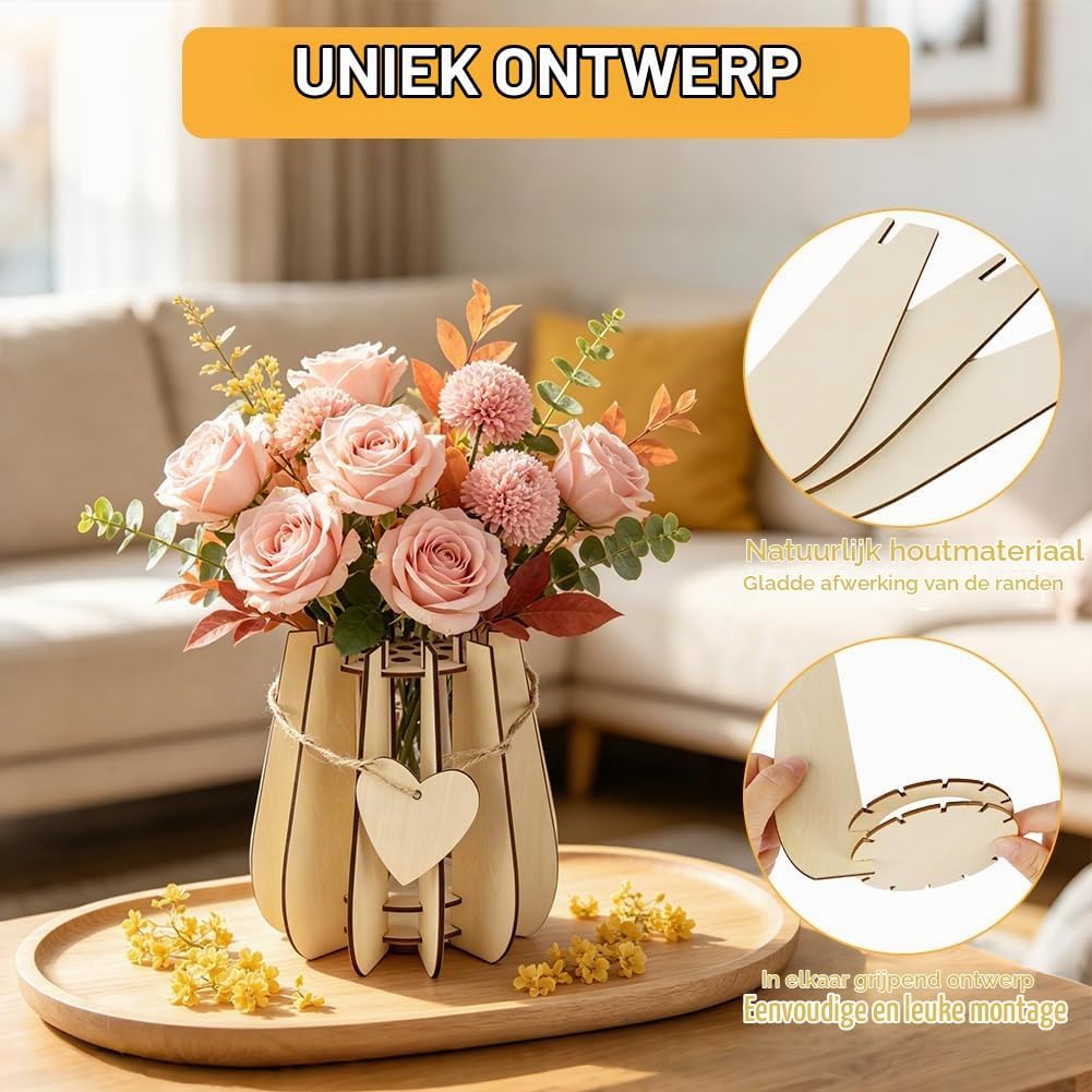 Thumbnail 2 de AUAUY 5691607 houten vaas voor LEGO-bloemen van lindehout