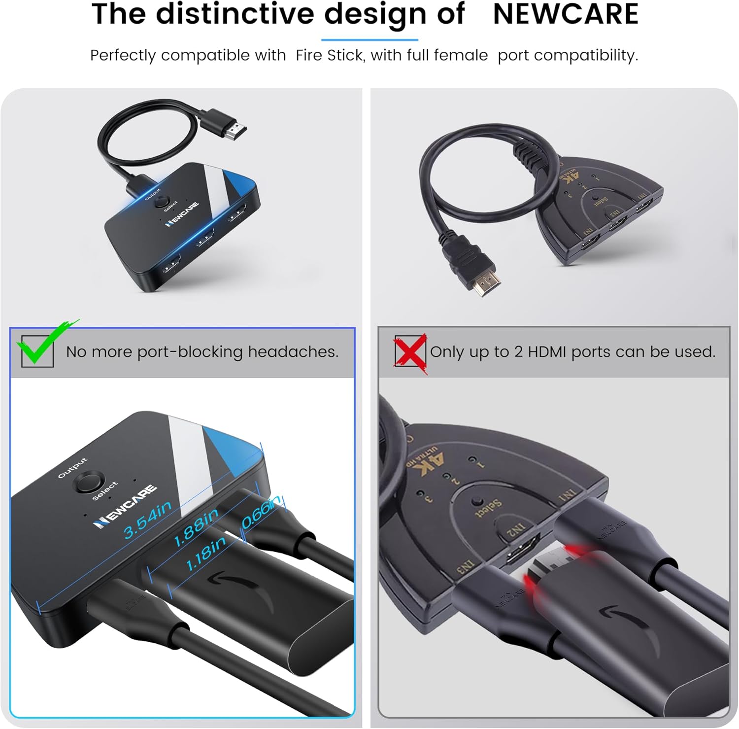 Thumbnail 4 de 4K@60Hz HDMI Switch: 3 In, 1 Out with 1.2m Cable