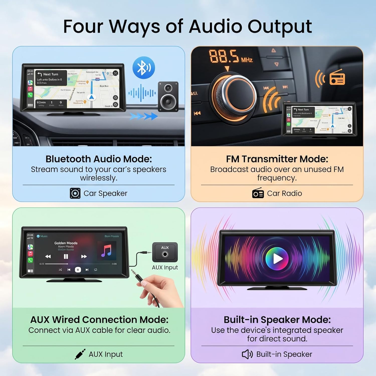 Thumbnail 2 de 8.1" Portable Wireless CarPlay Stereo with 2K Dash Cam & 1080P Backup Cam