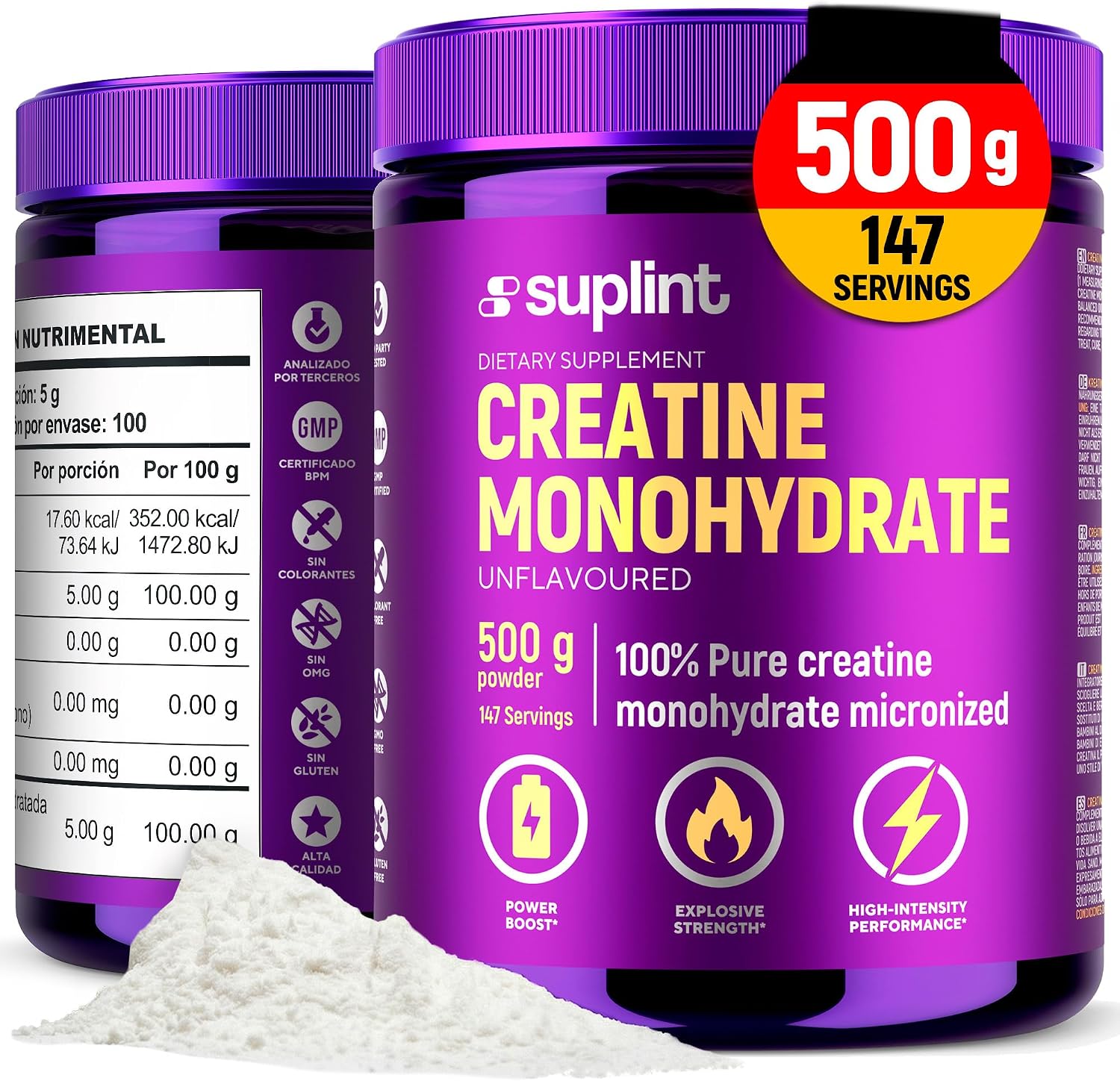 Detalle de Mikronisiertes Creatin Monohydrat Pulver 500 g