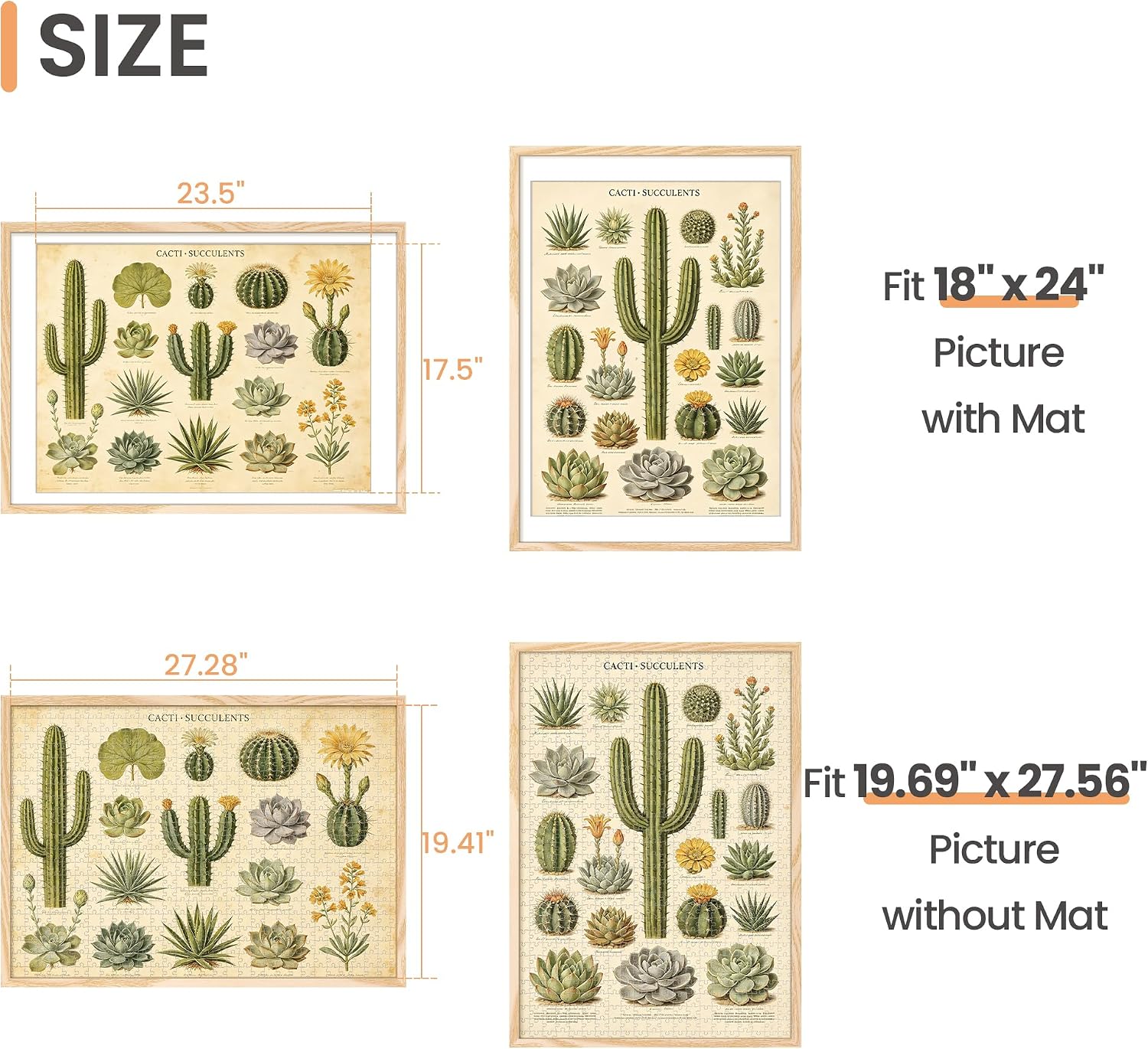 Thumbnail 1 de upsimples 50x70cm Puzzle Frame, Natural Style, Wall-Mount with Mat Option