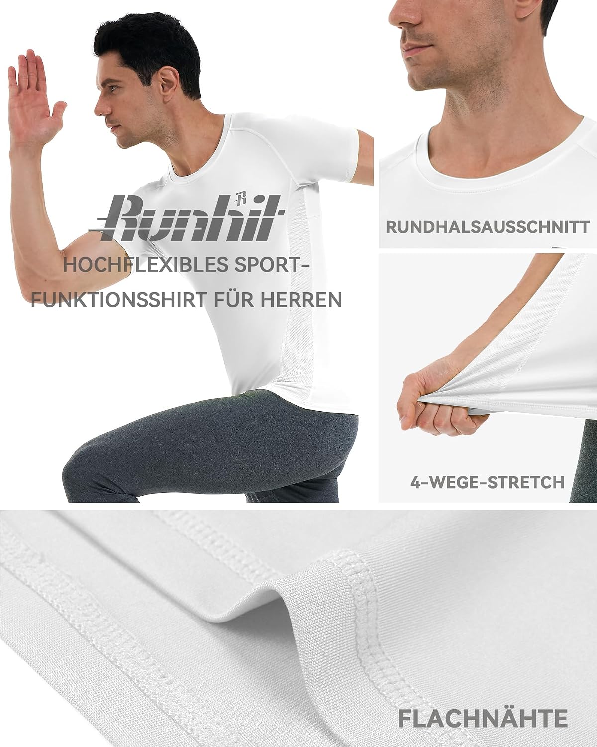 Detalle 2 de Runhit Kompressionsshirt Herren 3er Pack
