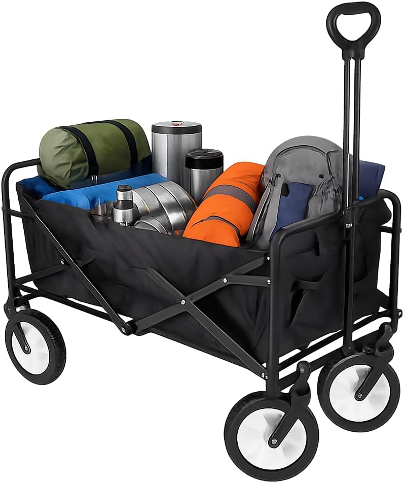 Detalle de Amig Carrello da Giardino Pieghevole in Tessuto Oxford Impermeabile con Ruote da 20 cm – Nero
