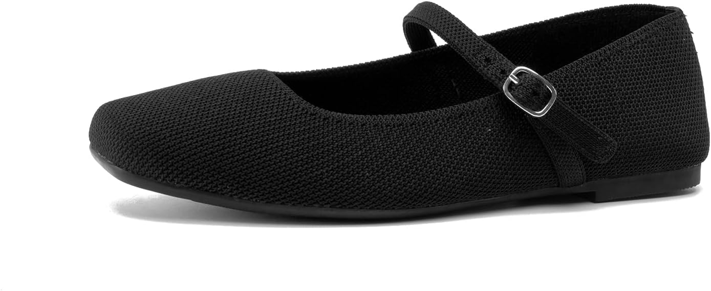 Thumbnail 3 de Soesyi Knit Flats for Women with Square Toe & Ankle Strap (Mary Jane Ballet Flats)