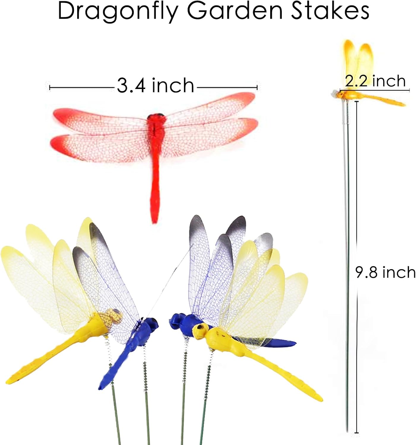 Detalle de Eiarrnp Dragonfly Garden Stakes, 25-Piece Set