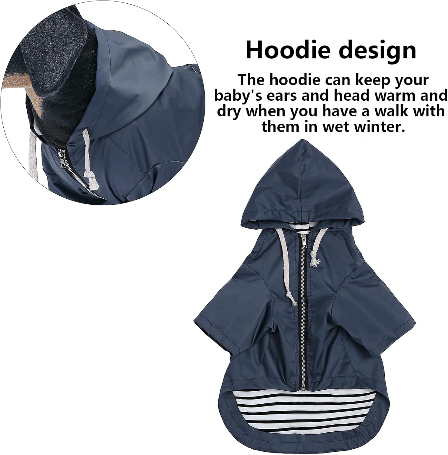 Thumbnail 3 de Dog Raincoat with Legs for Small to Medium Dogs – Navy, Zip Closure, Harness Hole