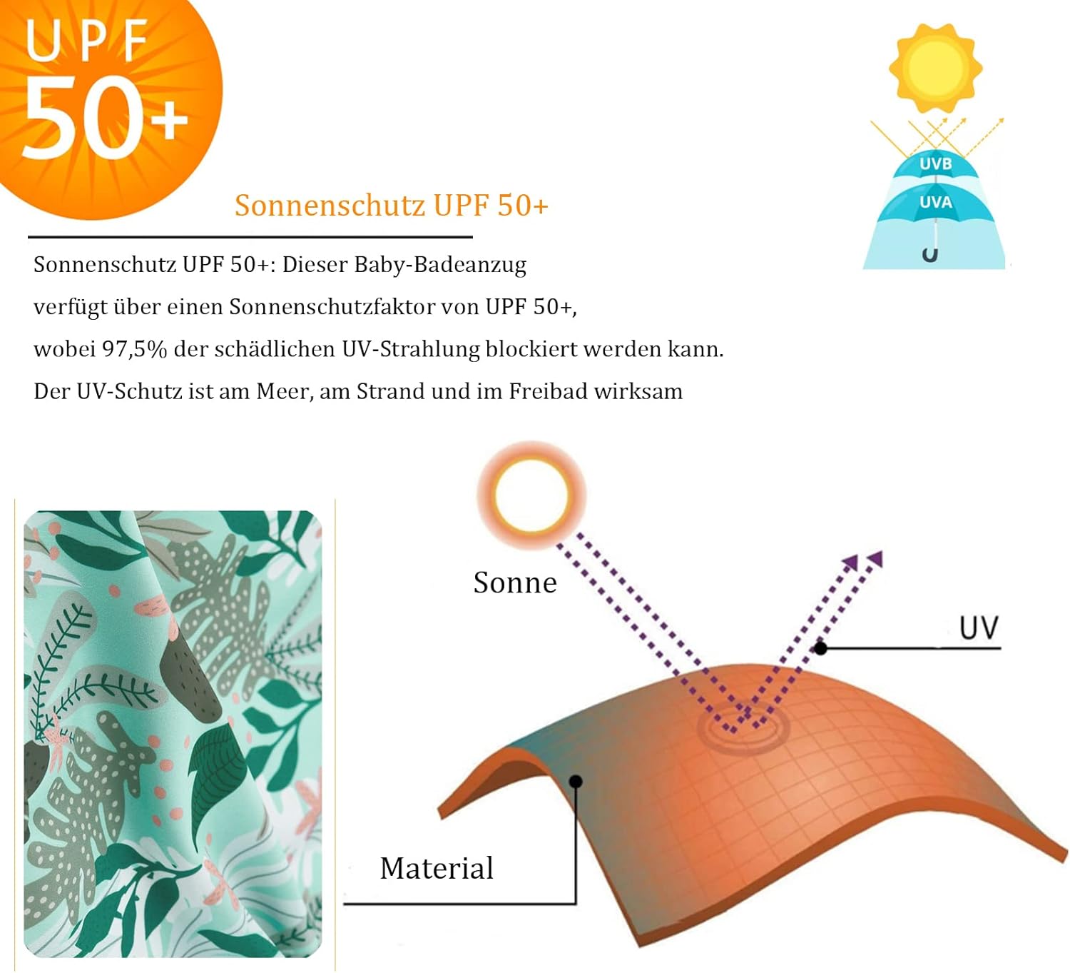 Thumbnail 2 de UMELOK Baby Badebekleidung Mädchen: Badeanzug mit Sonnenhut und UPF 50+ UV-Schutz
