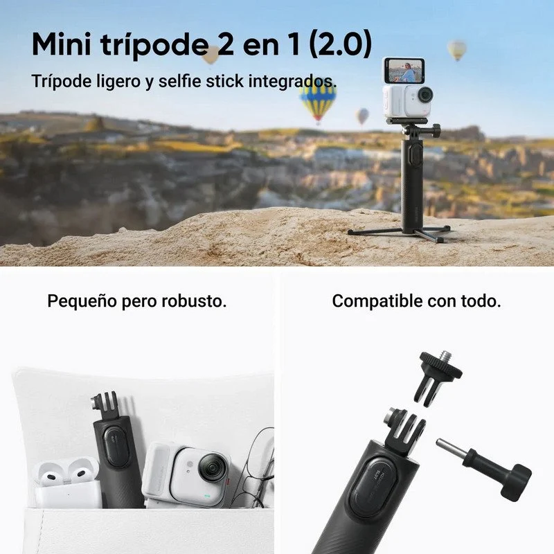 Detalle de Insta360 GO Ultra Creator Bundle 4K UHD: cámara deportiva ultracompacta para cine móvil