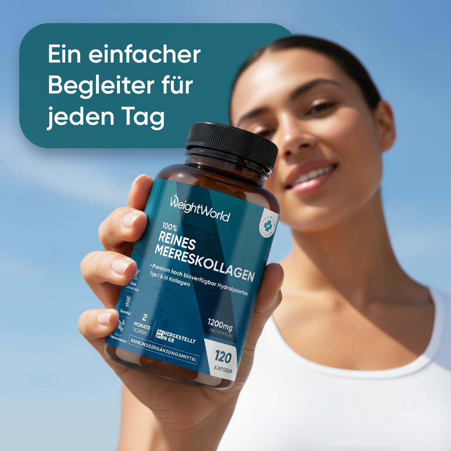 Thumbnail 6 de WeightWorld Marine Kollagen Typ I & III – hydrolysierte Fisch-Kollagenpeptide, 120 Kapseln (1200 mg)