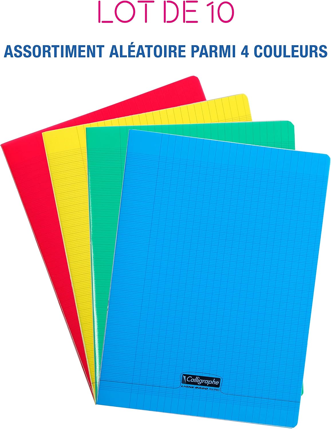 Detalle de Calligraphe 18050C – Lot de 10 Cahiers Agrafés A4 (21 x 29,7 cm), 96 pages, papier 90 g/m², couverture polyprop transparente