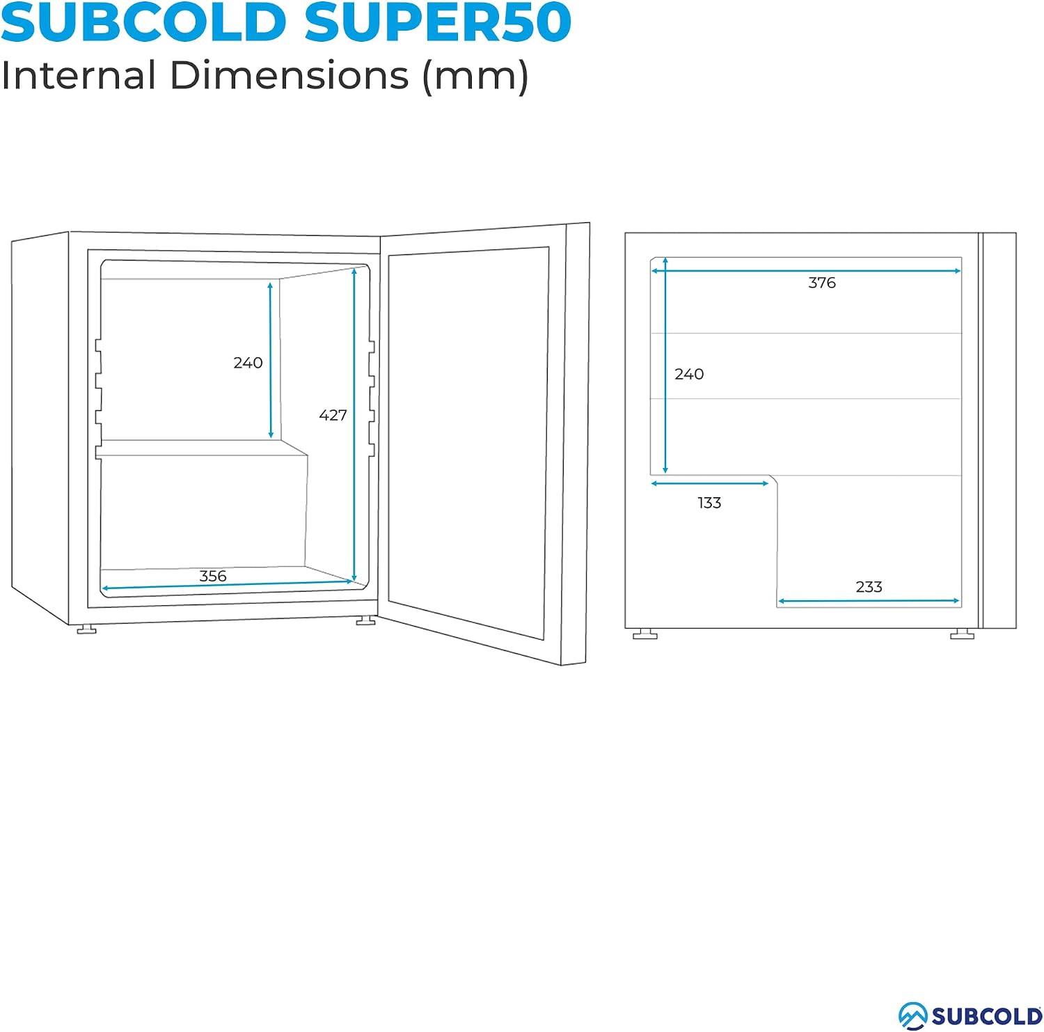 Detalle de Subcold Super50 50L Mini Fridge – Black with LED Light