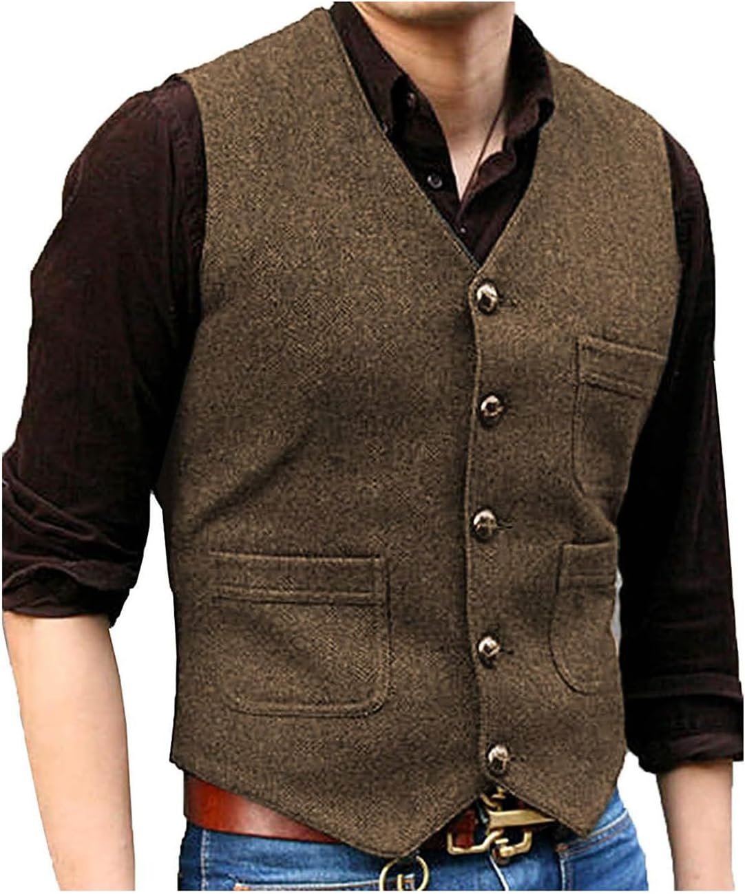 Solovedress Herren Anzugweste aus Wolle – Vintage Regular Fit, gestreift
