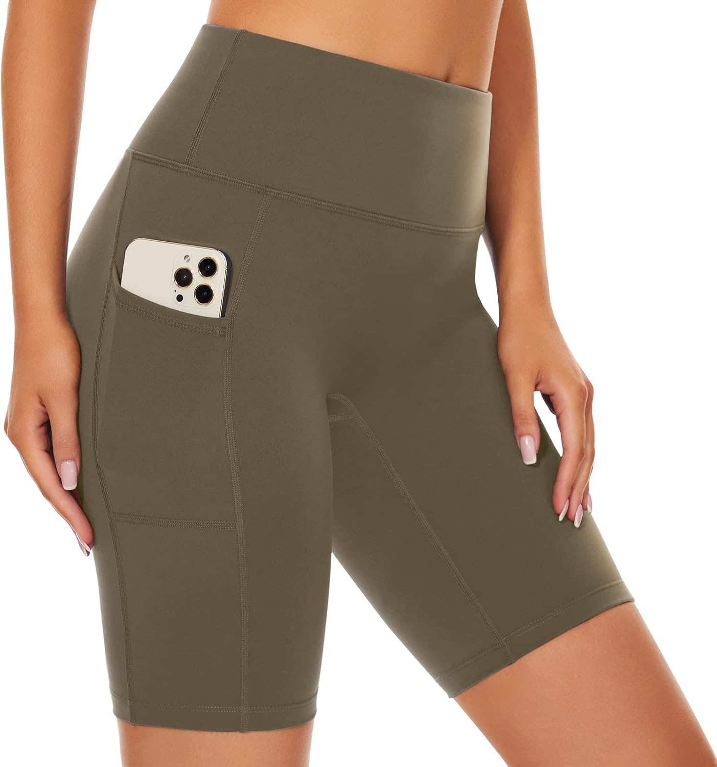 Detalle 2 de SIMIYA High Waist Cycling Shorts for Women with Tummy Control, Stretch & Pockets