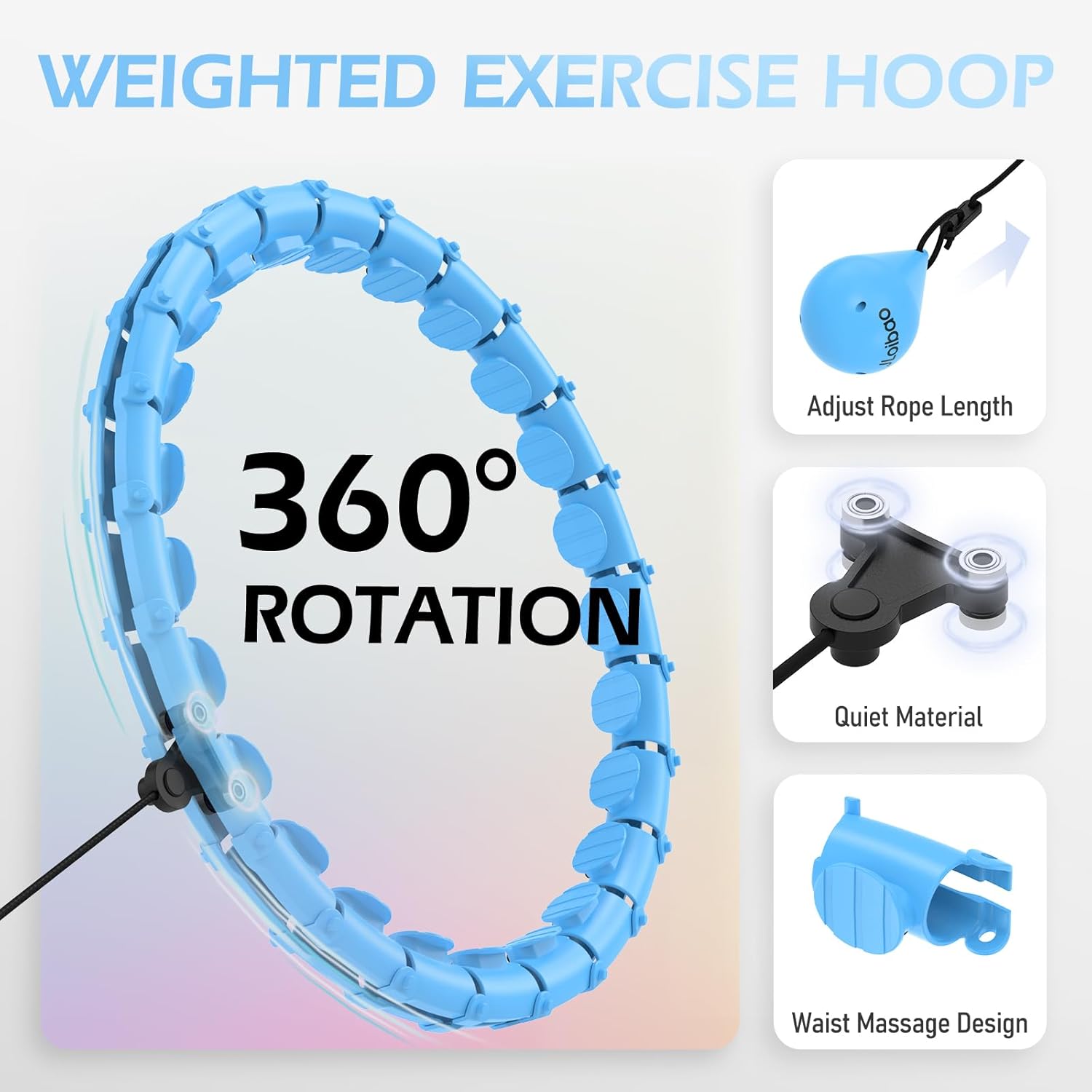 Thumbnail 2 de JLoibao Weighted Hula Circle for Adults (Infinity Fiteness Hoop Plus Size) with 24 detachable links