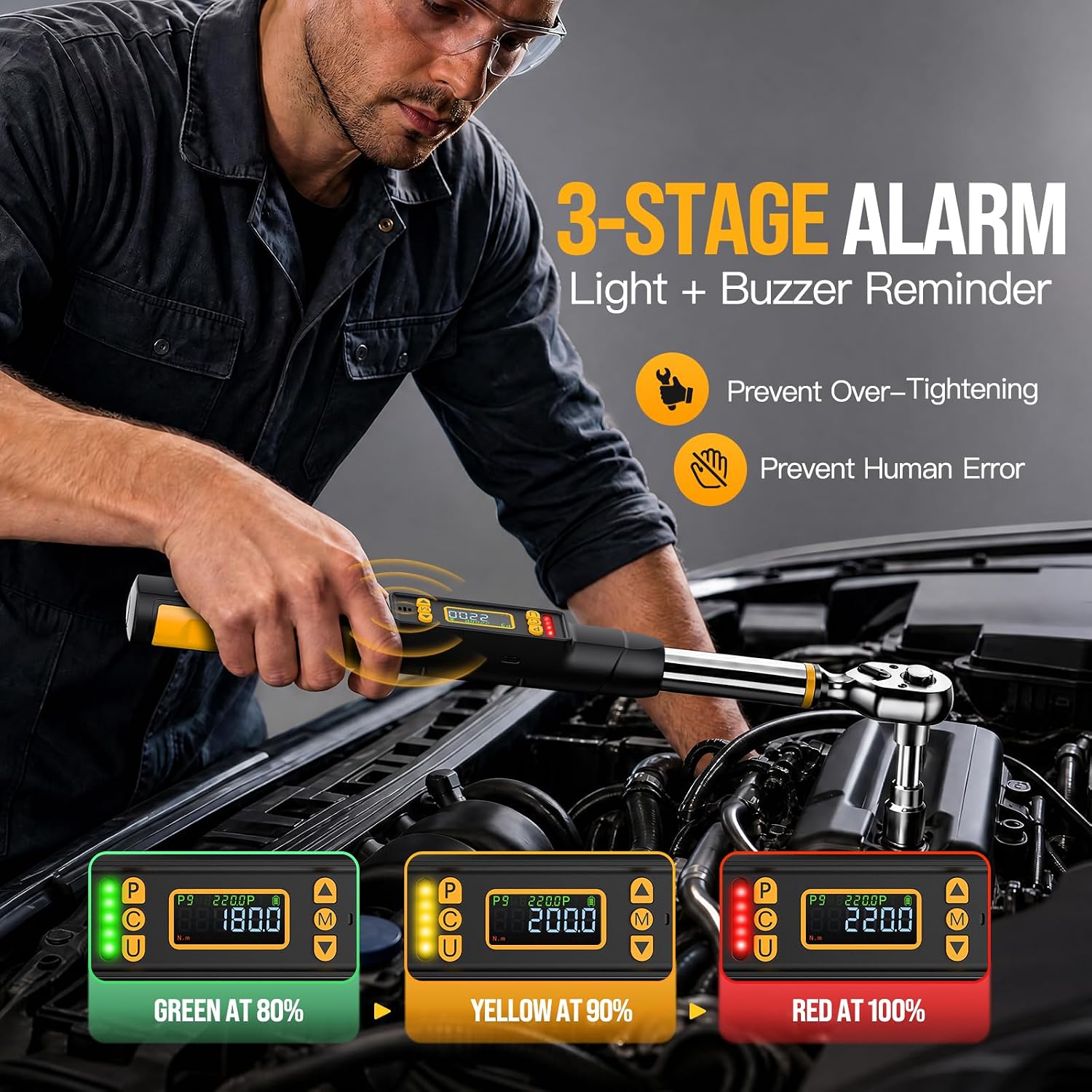 Detalle de SoarFly YX01-24 3/8-Inch Digital Torque Wrench Set, 220 N·m, ±1%