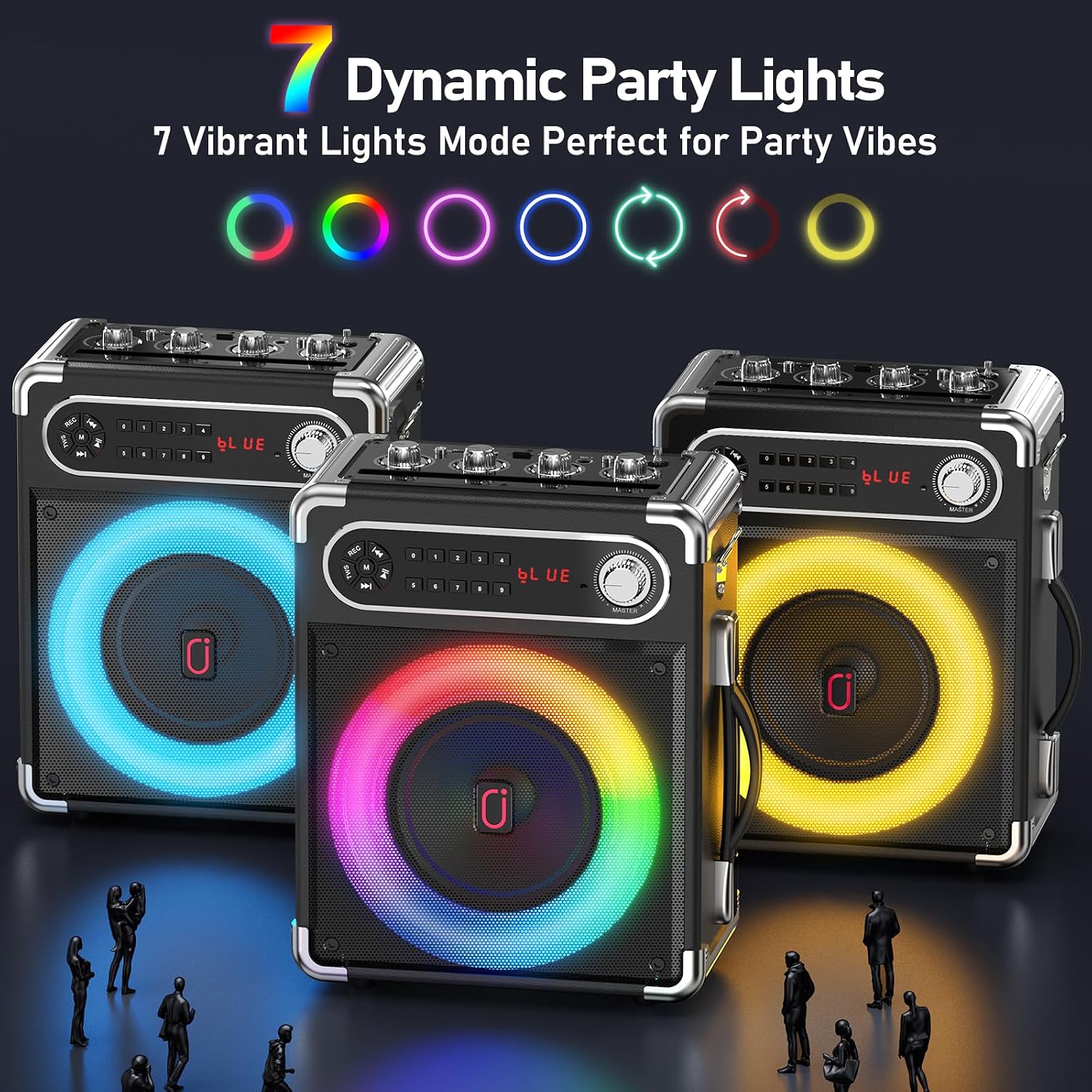 Detalle de HWWR Karaoke Machine with 3 Wireless 0-Delay Microphones, 5.25-Inch Woofer