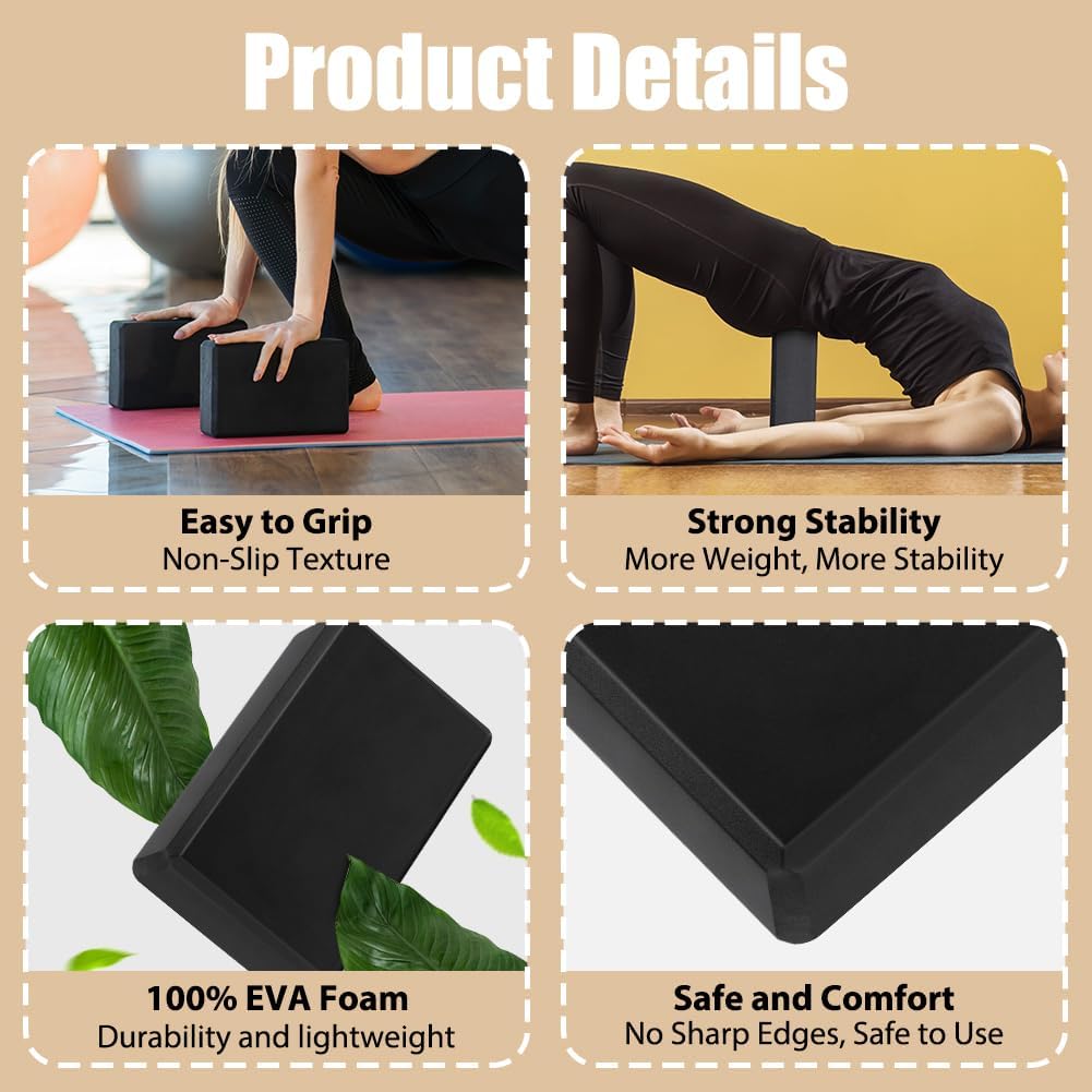 Thumbnail 3 de flintronic Yoga Blocks Set of 2 (Non-slip EVA foam) for Yoga, Pilates & Home Workouts