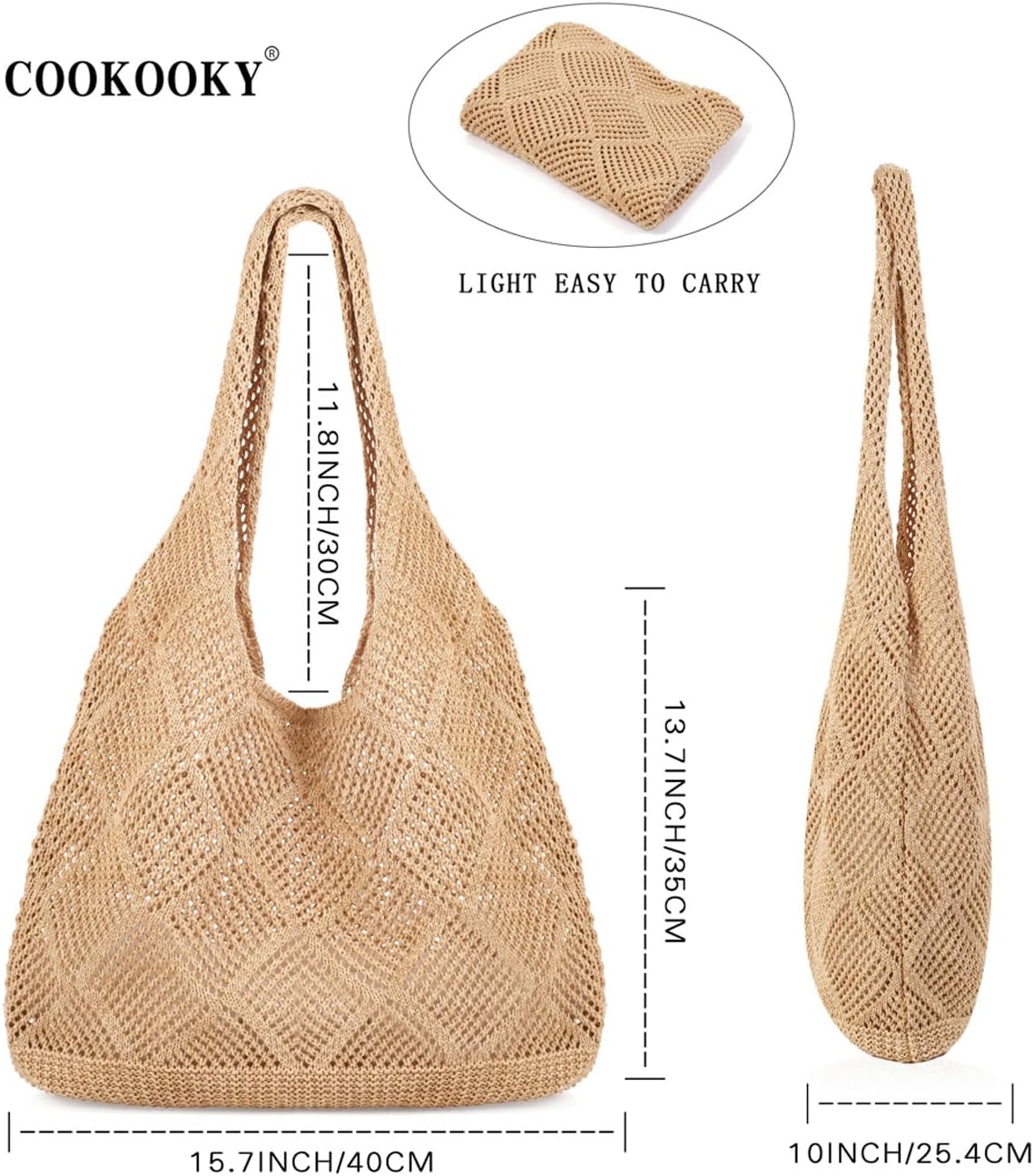 Detalle 1 de COOKOOKY Crochet Beach Tote Bag