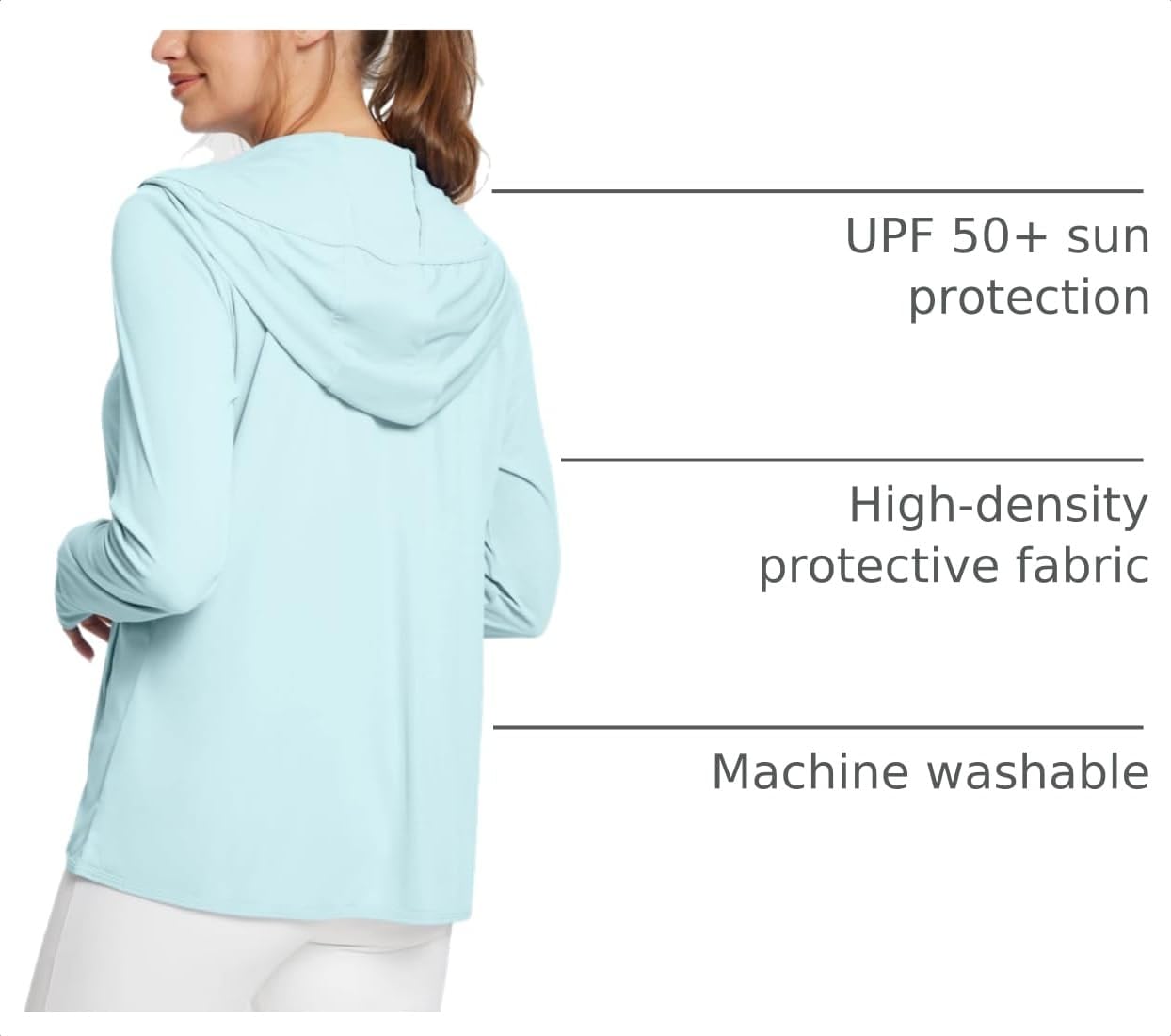 Detalle de baleaf Women’s Sun Protection Jacket Hoodie (UPF 50+ Lightweight Sun Cover Up) with 4 Pockets