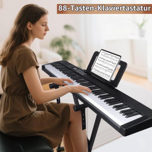 Thumbnail 6 de Klaviertastatur mit 88 Tasten von Bfhdbdt – Semi-gewichtete Tasten, inkl. Ständer, Tragetasche und USB‑MIDI