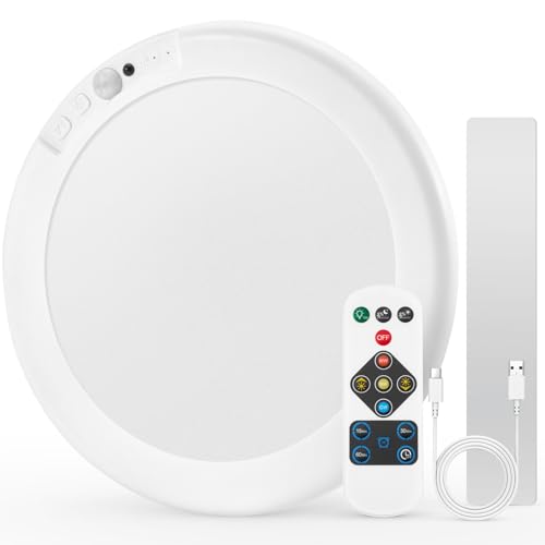 Detalle de Combuh Lampada a Batteria con Sensore di Movimento e Controllo Remoto – Plafoniera LED Senza Fili per Garage e Spazi Privati