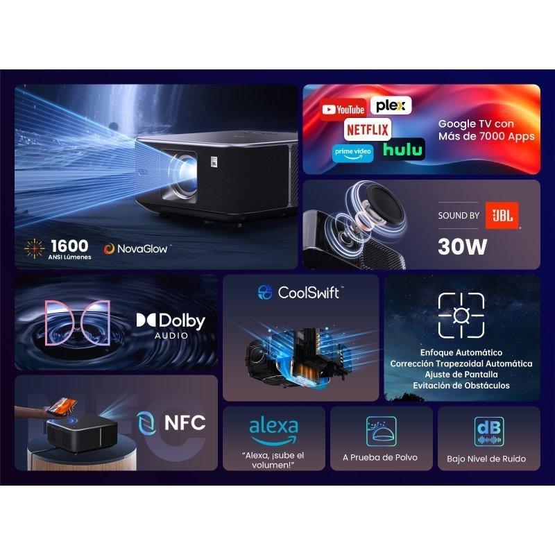 Detalle 2 de Yaber K3: Proyector LED 1080p 1000 lúmenes, 200" y conectividad Wi‑Fi 6 - portátil