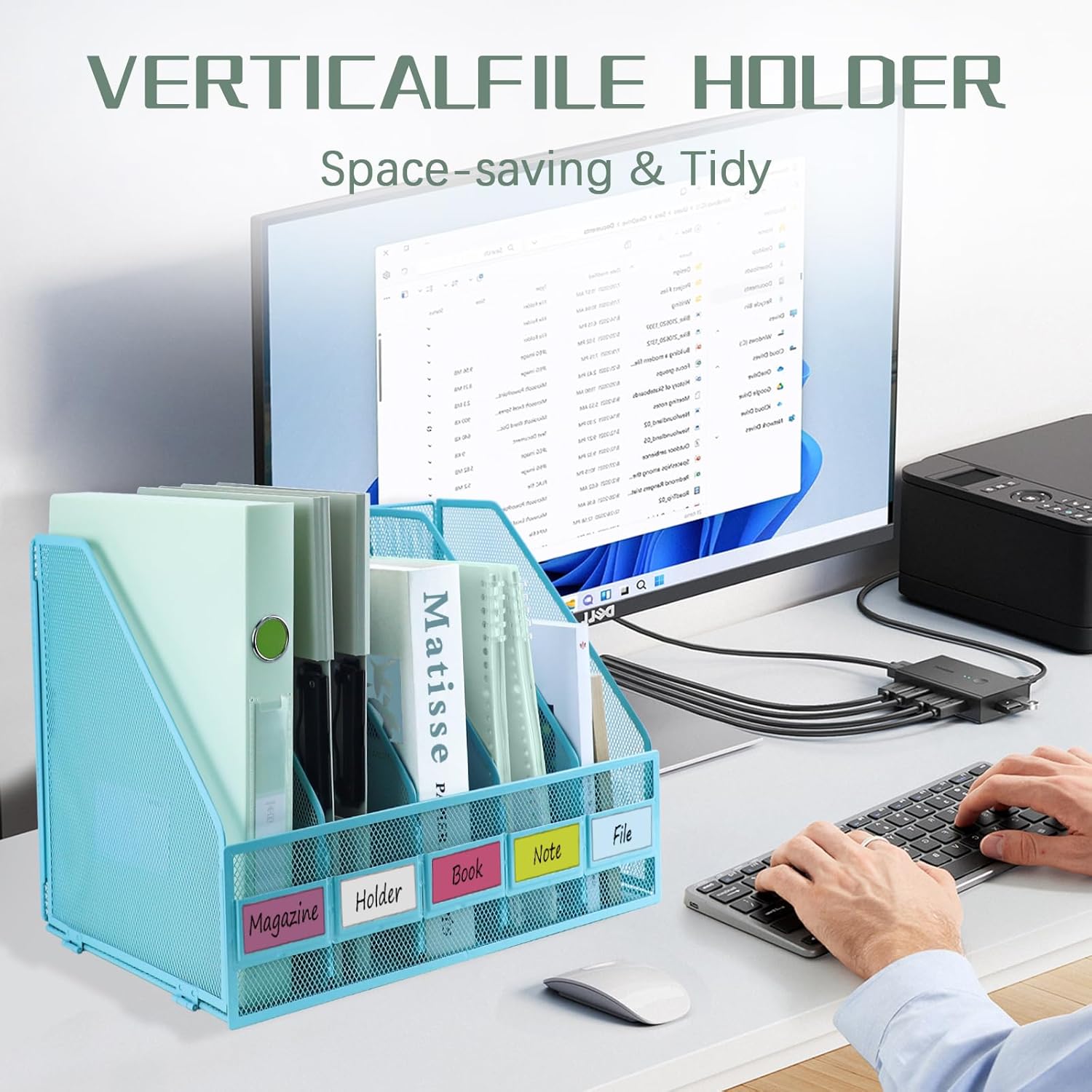 Thumbnail 5 de IOUGDSEC A4 File Holder Folding Bookshelf – 5 Vertical Compartments