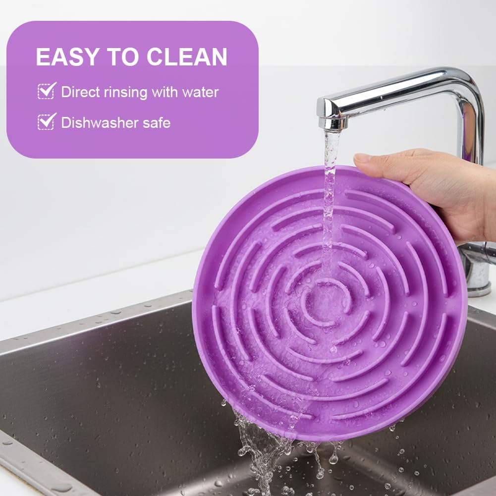 Detalle de OFFCUP Slow Feeder Dog Bowl (Purple) – silicone anti-choke, anti-bloat slow food bowl with suction cup