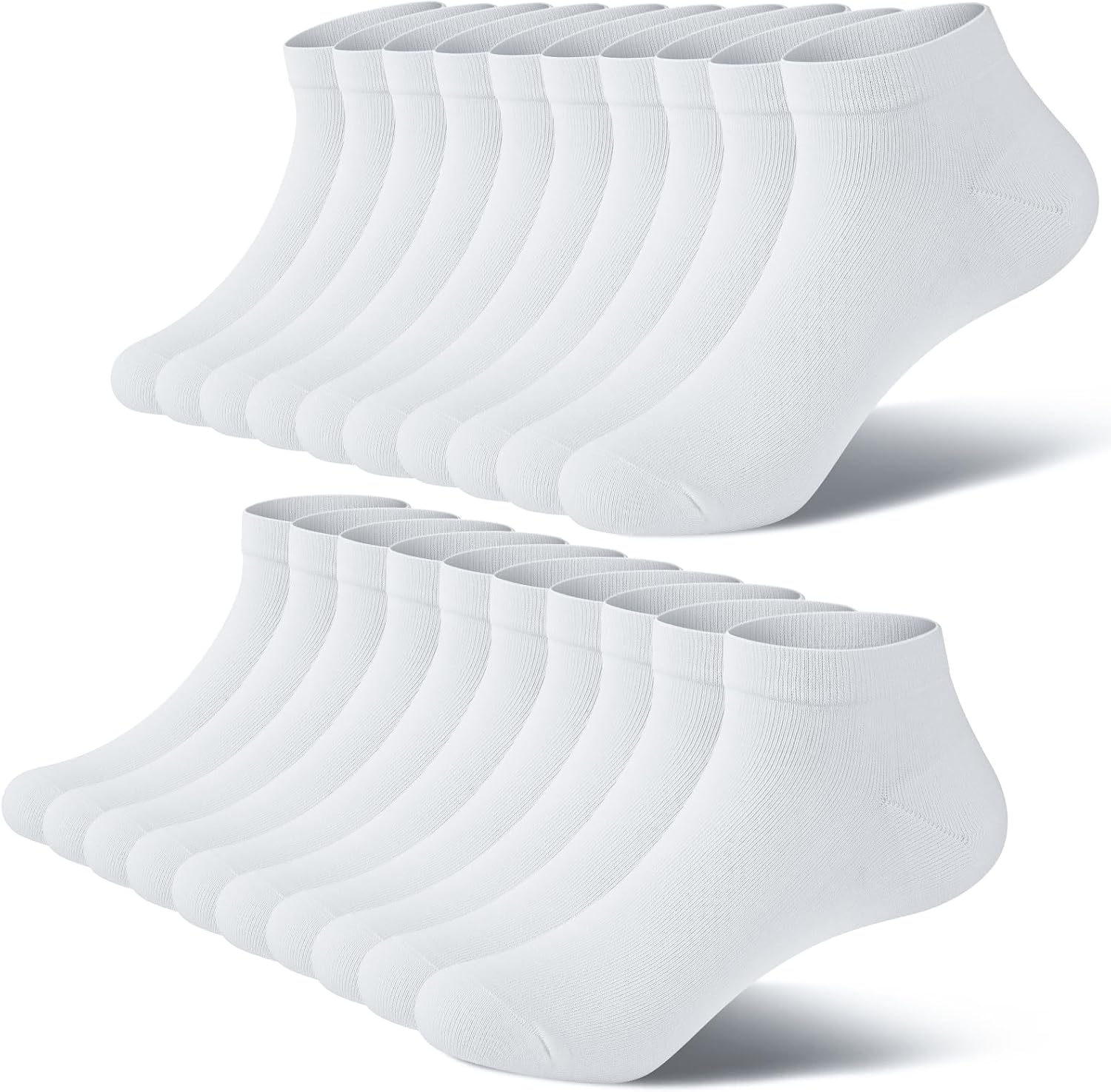 Detalle de fitfets Sneaker Socken (10 Paar) aus Baumwolle – kurze Sneakersocken unisex in Schwarz, Weiß & Grau