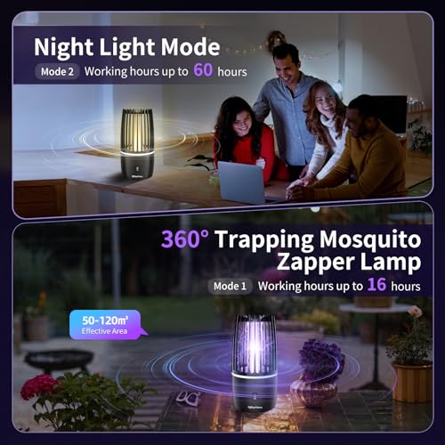 Detalle 2 de Tiptop Home Electric Fly Catcher: Portable 2-in-1 Mosquito Killer with UV Lamp and Lighting, 360° Indoor/Outdoor Use