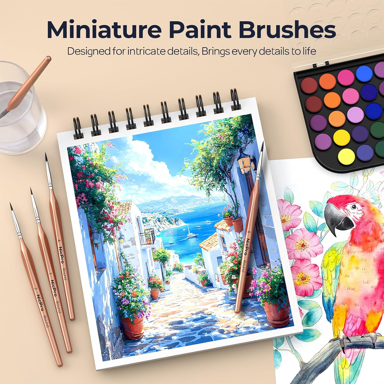 Thumbnail 3 de Nicpro Detail Paint Brushes 10 PCS: Fine Tip Precision for Miniatures and Models
