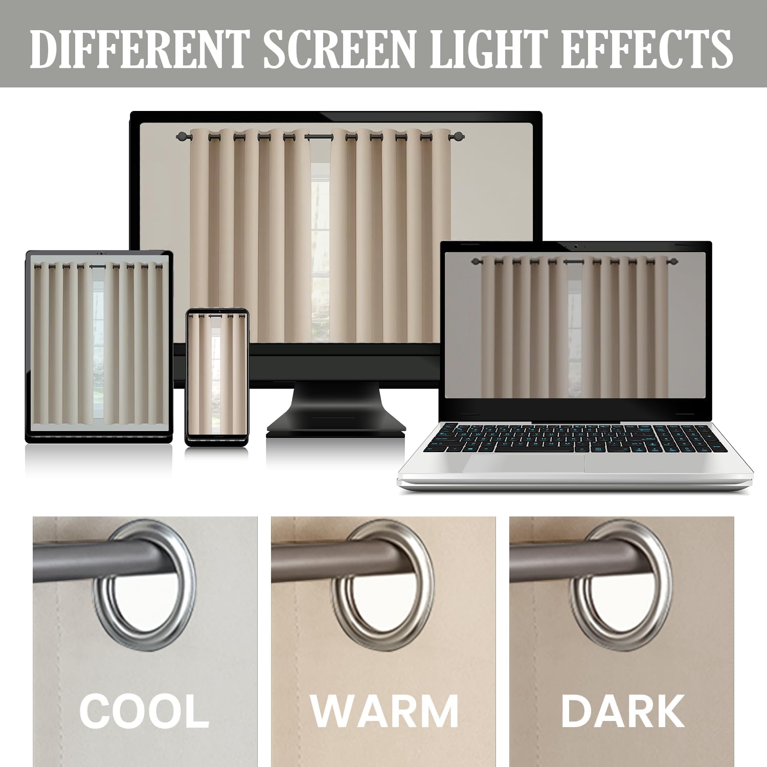 Thumbnail 4 de AMEHA Blackout Eyelet Curtains 46x54in