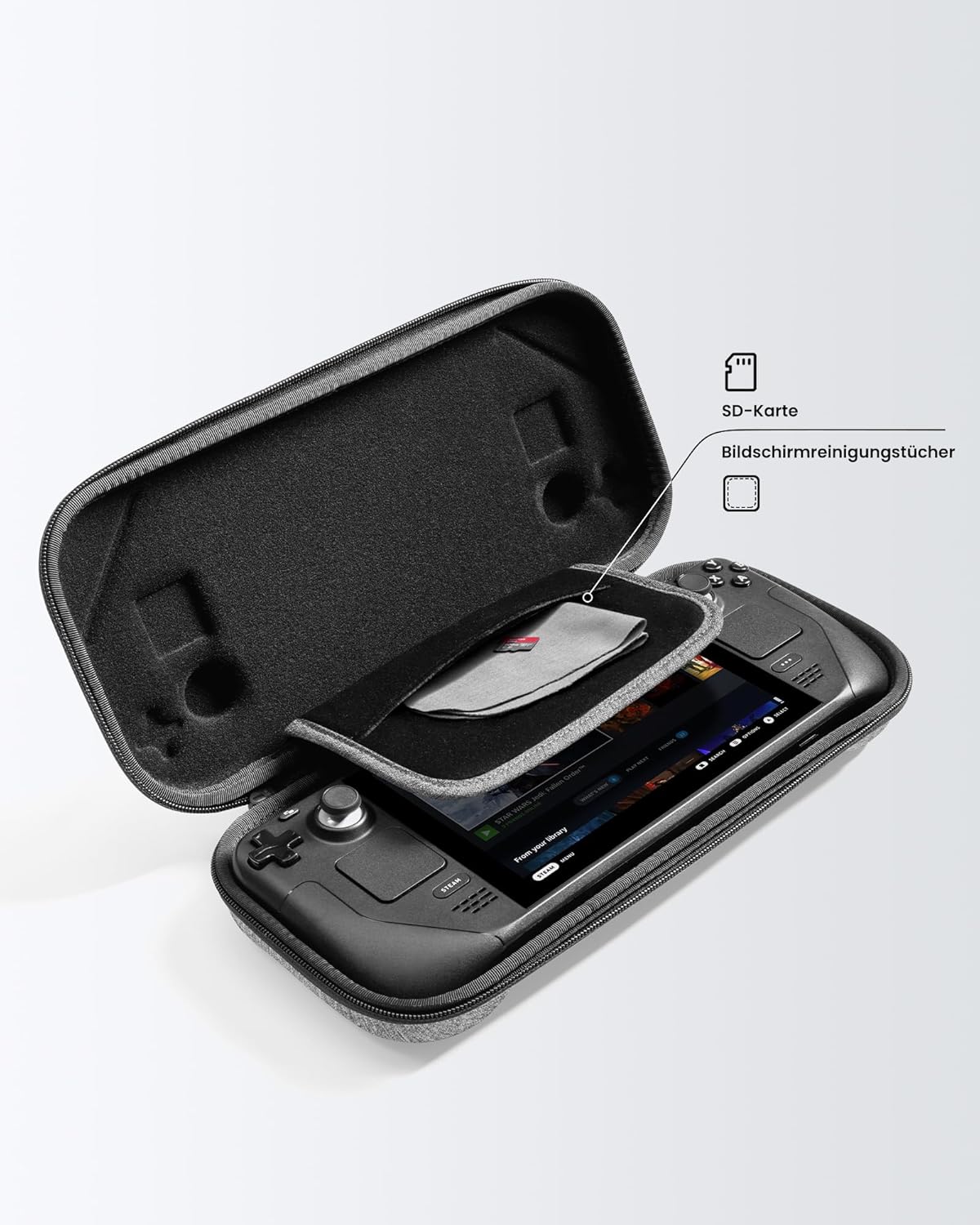 Thumbnail 6 de tomtoc Slim Tasche für Steam Deck (LCD / OLED) – ultradünne Hartschalen-Schutzhülle, grau