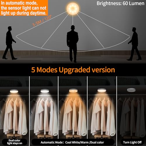 Thumbnail 4 de daphomeu 6 Pack de luces LED con sensor de movimiento USB recargable para escaleras, armario y estancias interiores
