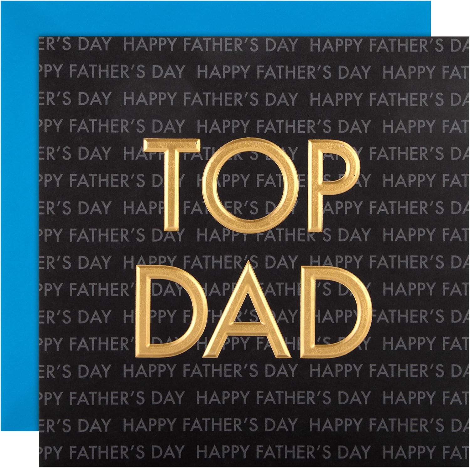 Detalle de Hallmark fars dags-kort till pappa, svart och guld med guldfolie