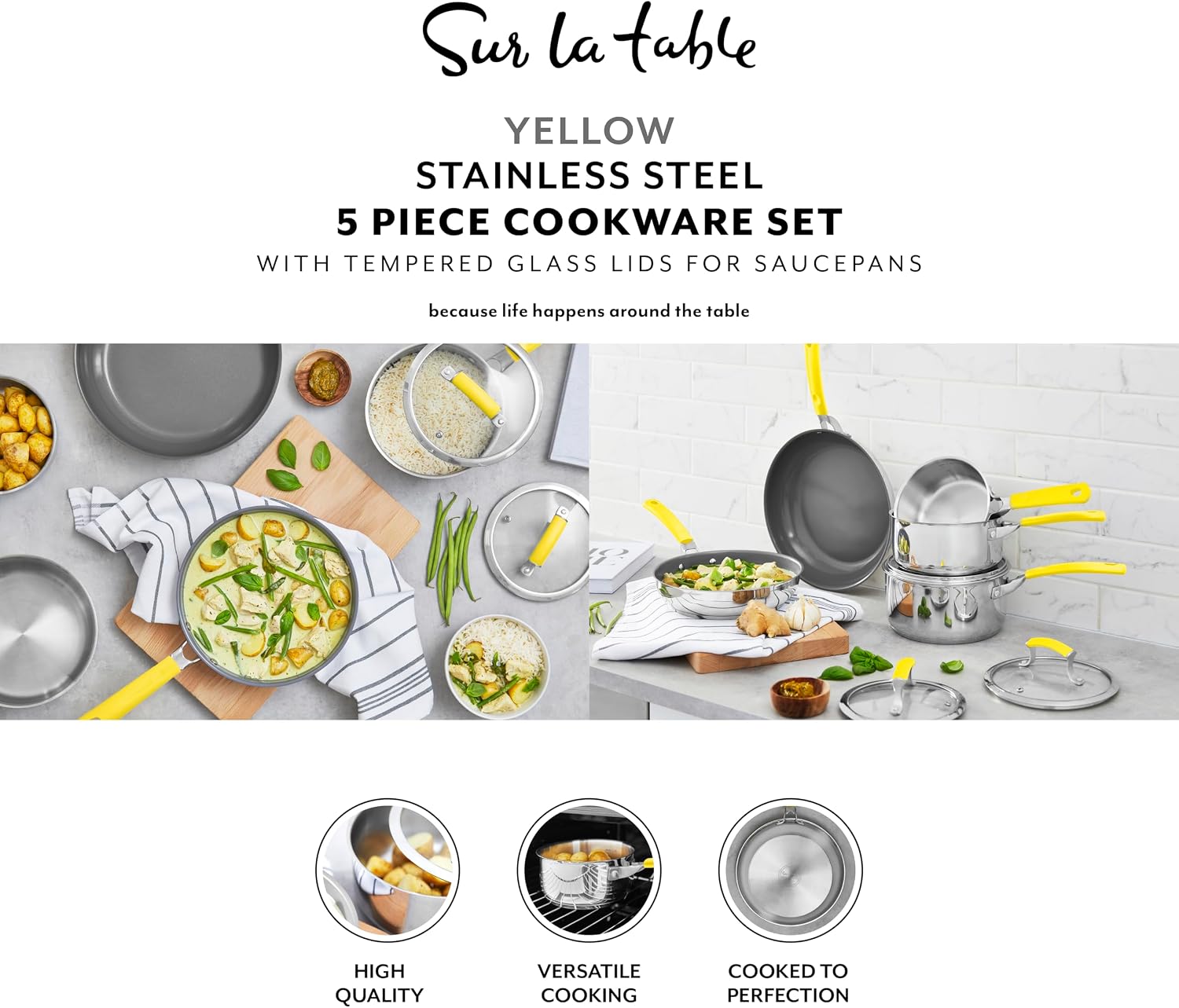Detalle 2 de Sur La Table Colour Me Happy 5 Piece Yellow Cookware Set (SLT800310YLW)