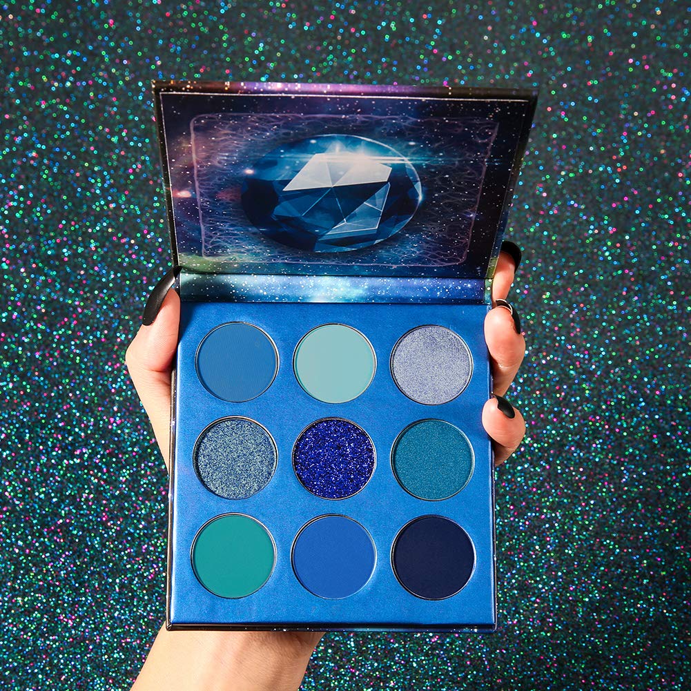 Detalle 2 de docolor Y0912-2 Blue Gemstone Eyeshadow Palette, 9 Colors, Matte and Shimmer