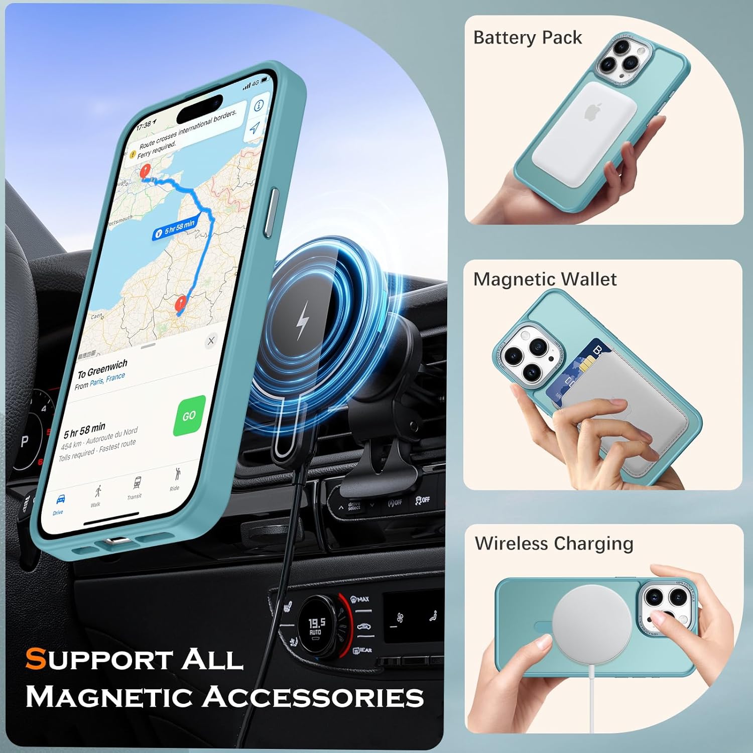 Thumbnail 1 de YINLAI Hülle für iPhone 15 Pro Max (6,7") mit MagSafe – magnetische, matte stoß- und kratzfeste TPU-Case in Graublau
