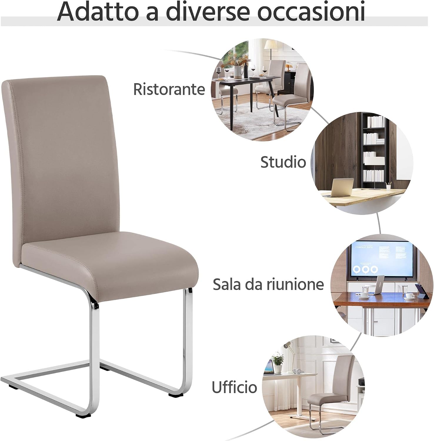Thumbnail 3 de Yaheetech Set 6 Sedie Sala da Pranzo Imbottite Marrone Chiaro