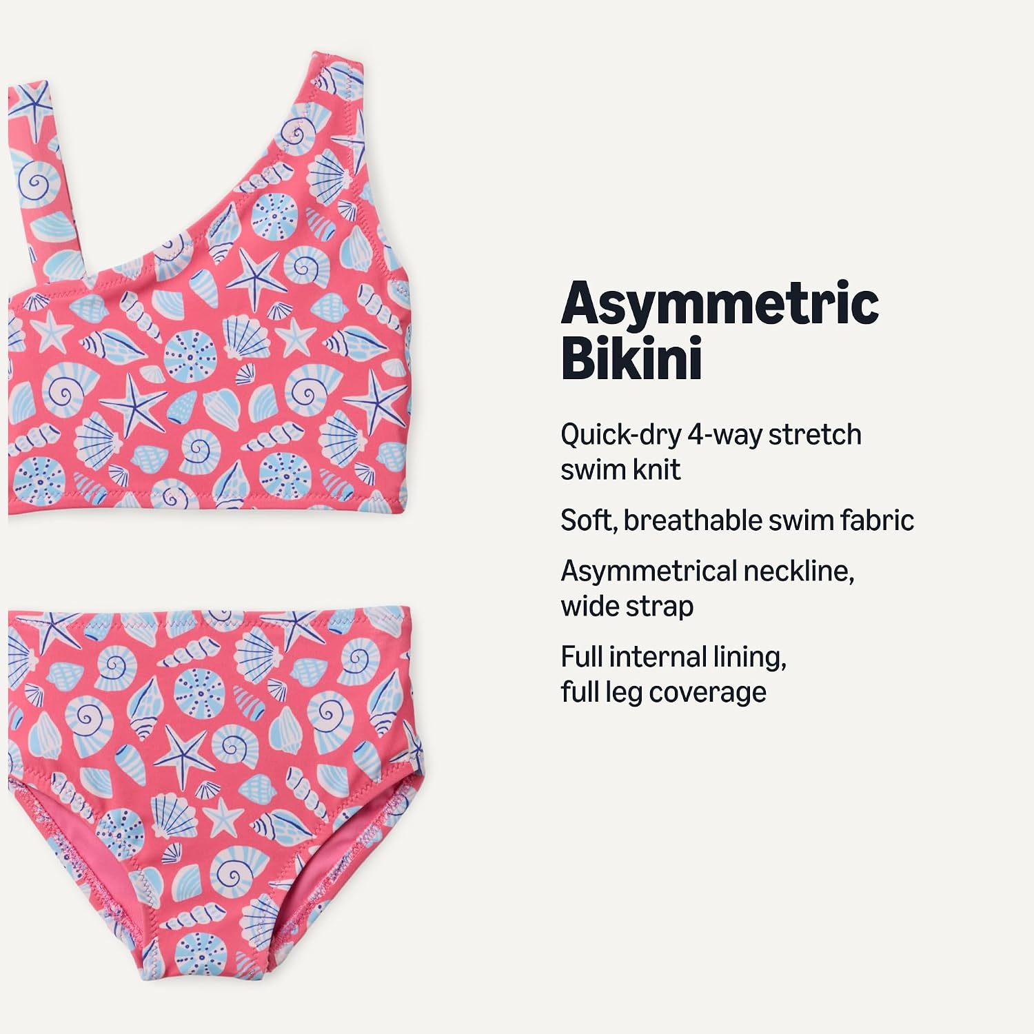 Detalle de Amazon Essentials Girls’ One-Shoulder Two-Piece Swimsuit Set