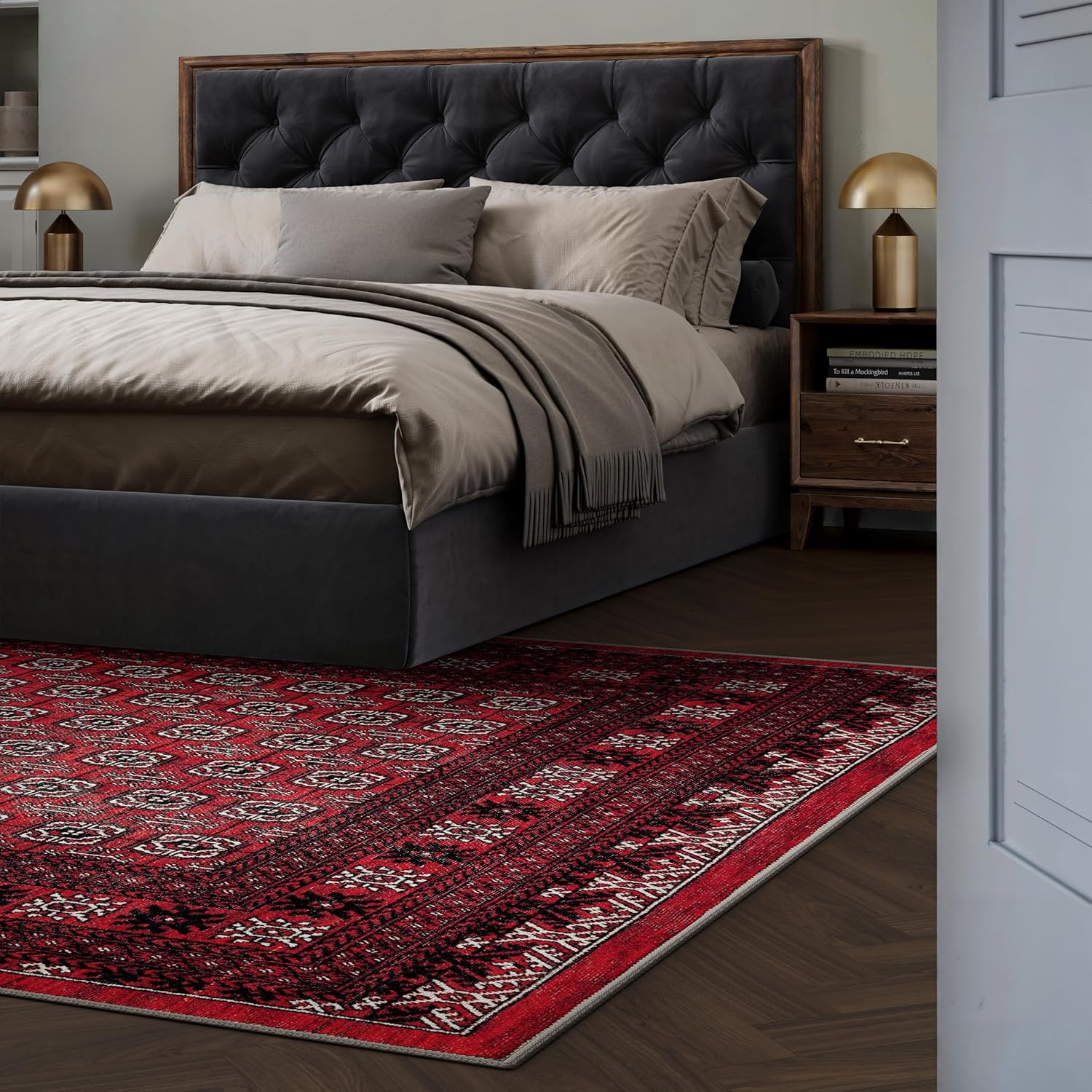 Thumbnail 6 de artyrugs Dragon Red machine washable rug (200x290cm) with non-slip backing and short pile