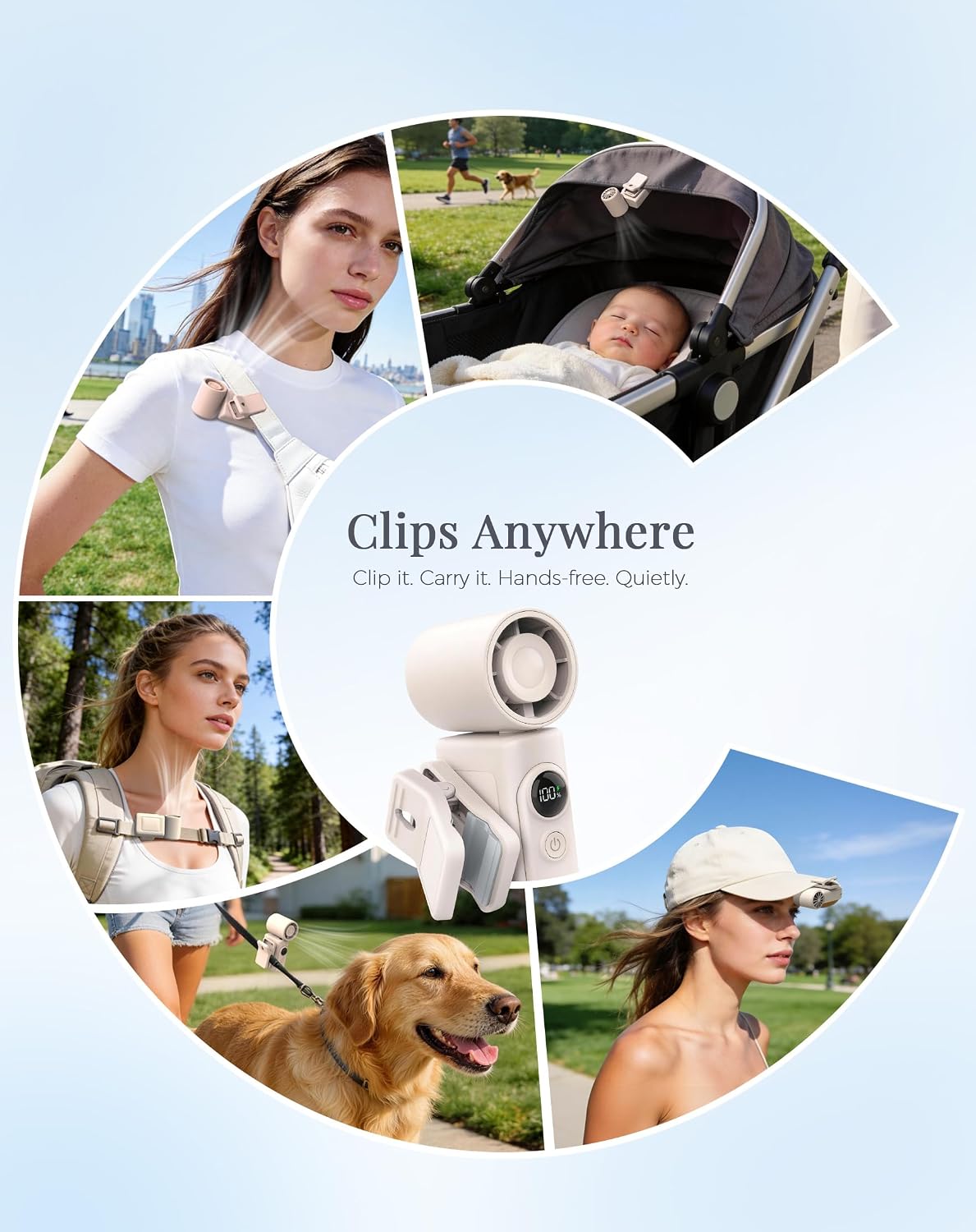 Thumbnail 6 de Hotsales Clip-On Portable Fan (13500 RPM) Rechargeable Mini Fan with LED Display, 360° Rotating Detachable Clip