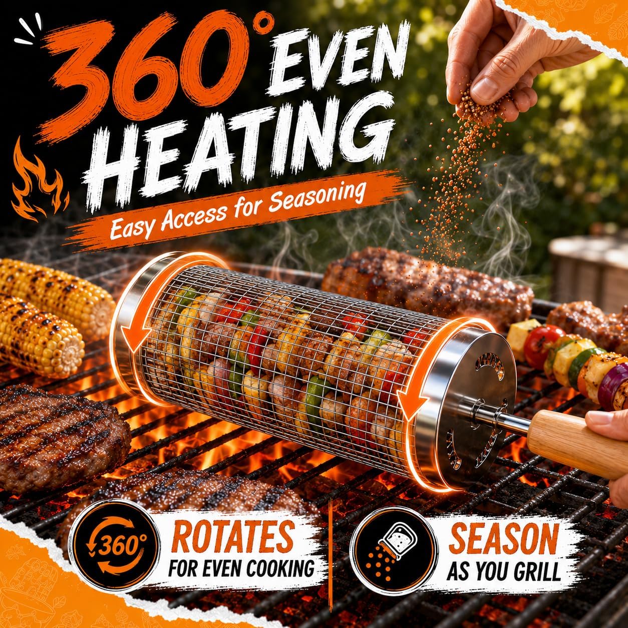 Detalle de Rolling Grill Basket 2-Pack for Grilling