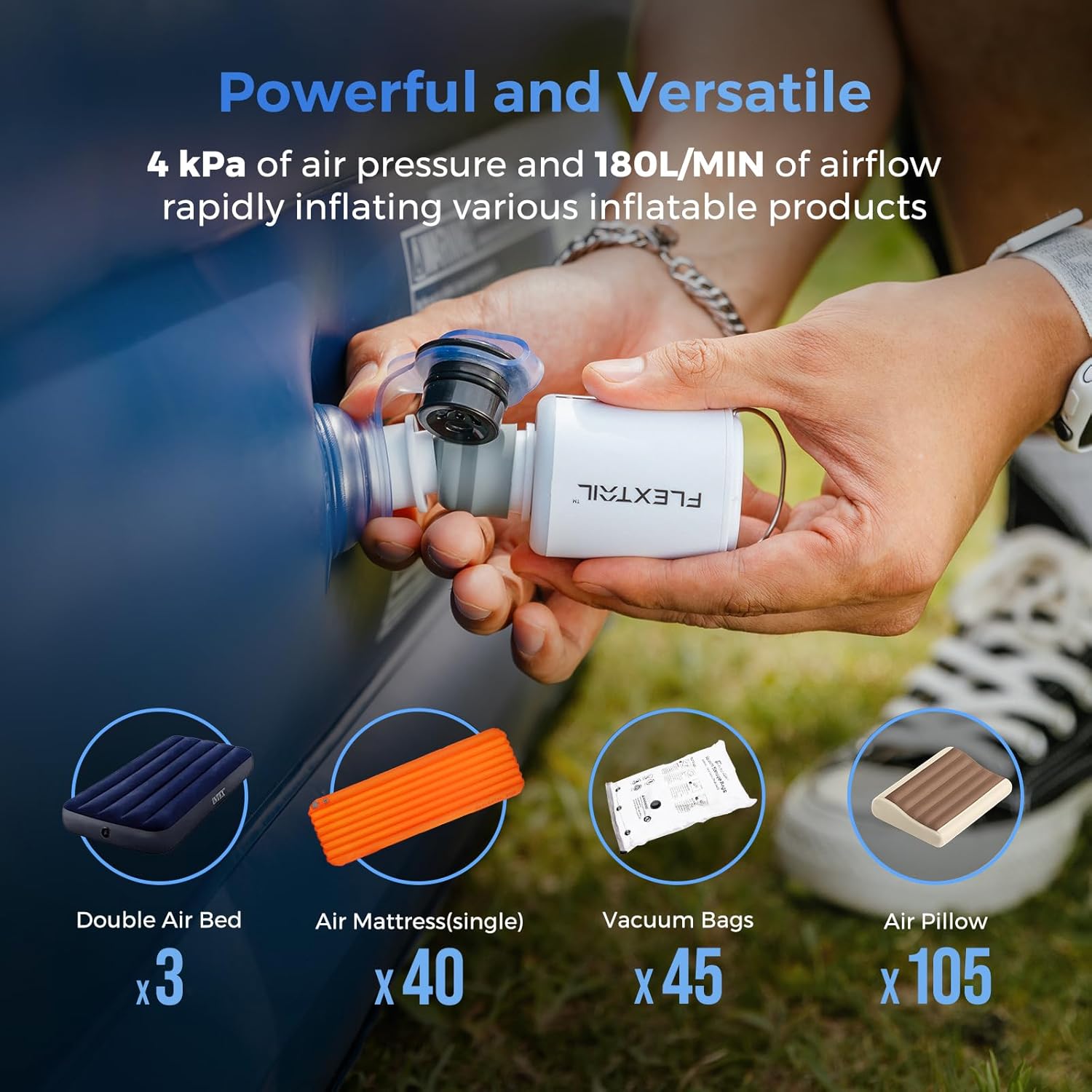 Thumbnail 2 de FLEXTAILGEAR Portable Air Pump: Ultra-Compact 4kPa, 180L/min with Built‑in LED Light