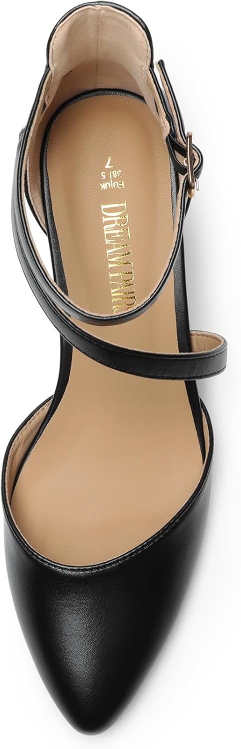 Thumbnail 3 de DREAM PAIRS Closed Toe Low Chunky Heel Ankle Strap Pumps