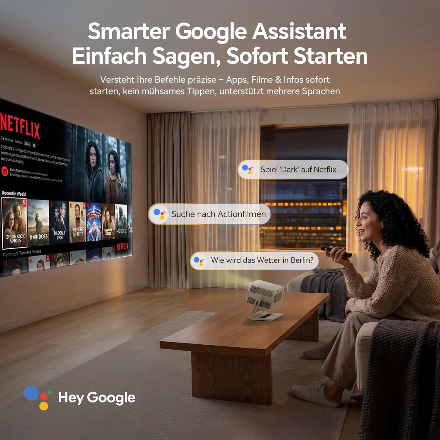 Thumbnail 6 de WANBO Vali 1 Pro Smart Beamer mit Google TV 14 & Netflix, 4K-Unterstützung, MEMC, 900 ANSI und HDMI 2.1
